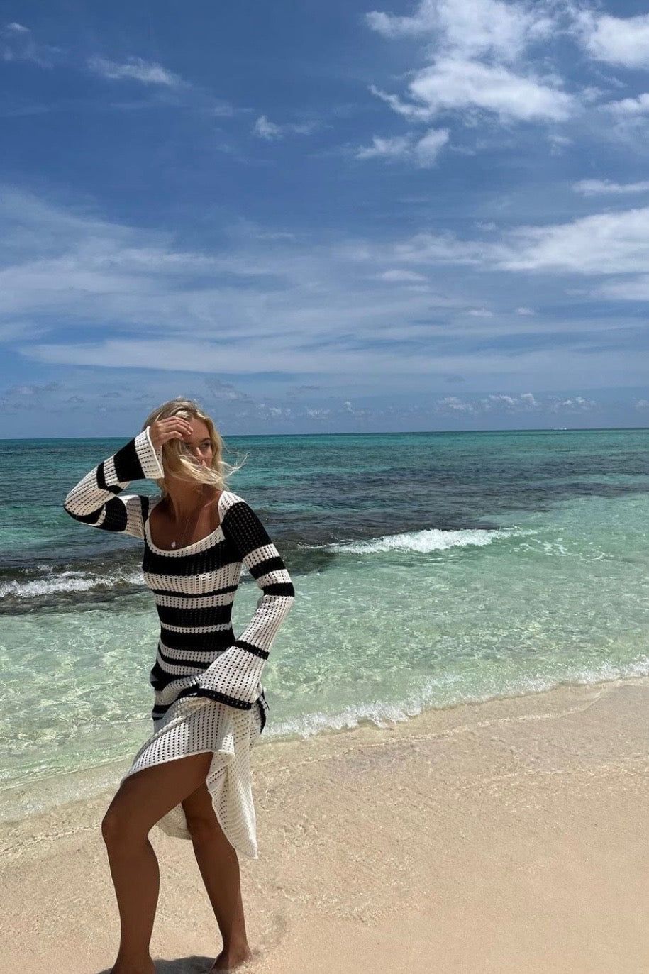 VRG GRL Work Of Art Crochet Maxi Dress // Black Stripe sold by Verge Girl product image thumbnail 2