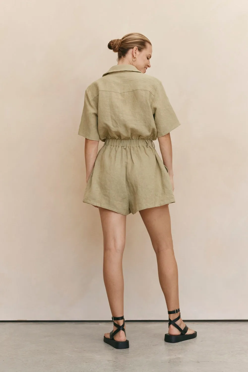 Carmita Linen Romper Sage sold by Verge Girl product image thumbnail 5