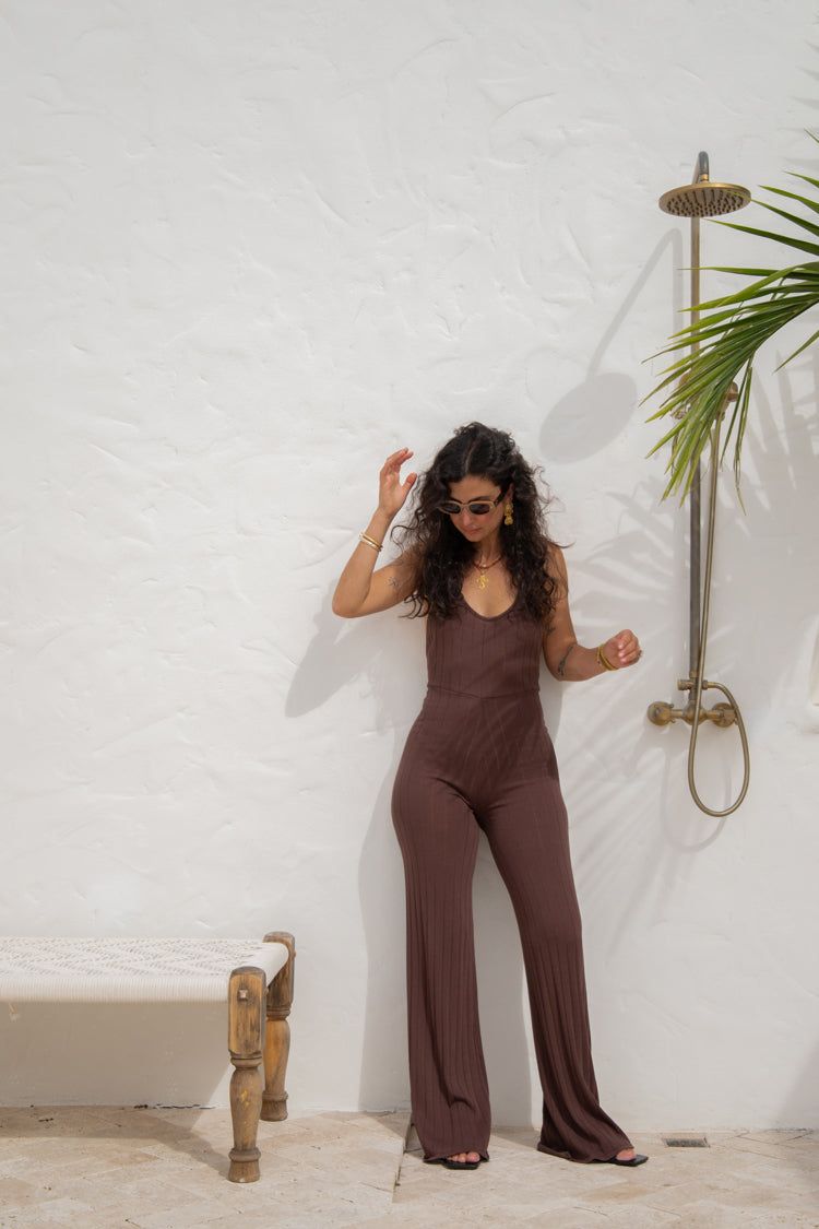 Pave The Way Knit Jumpsuit Chocolate sold by Verge Girl product image thumbnail 2