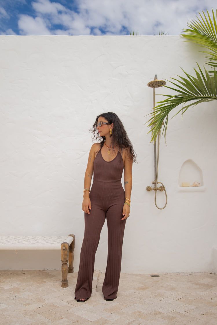 Pave The Way Knit Jumpsuit Chocolate sold by Verge Girl product image thumbnail 5