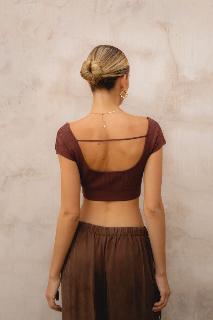 Innovation Knit Crop Top Chocolate sold by Verge Girl product image thumbnail 3
