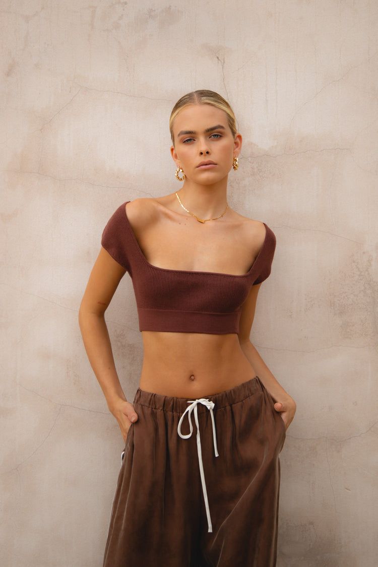 Innovation Knit Crop Top Chocolate sold by Verge Girl product image thumbnail 2
