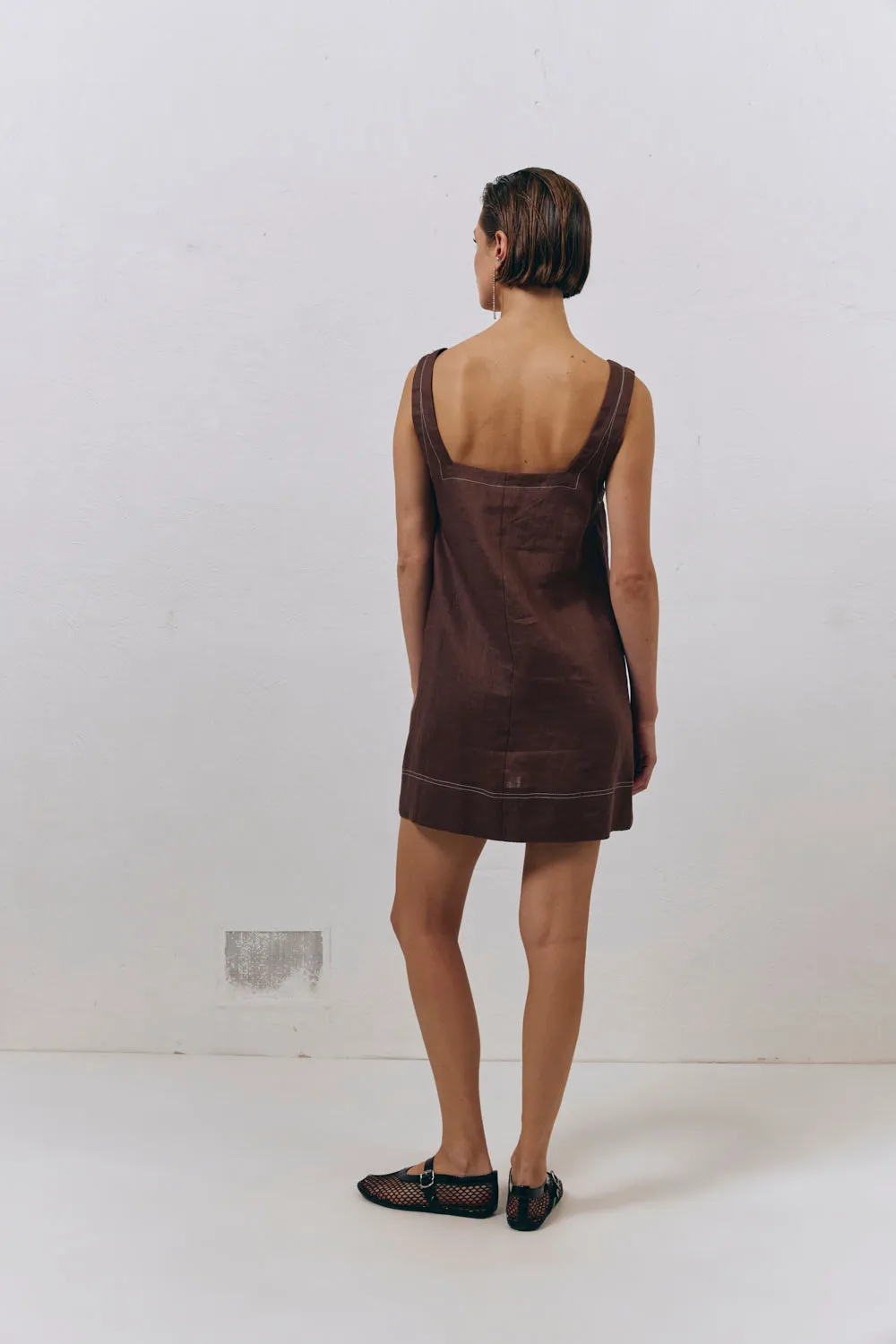 Alice Linen Mini Dress Brown sold by Verge Girl product image thumbnail 3