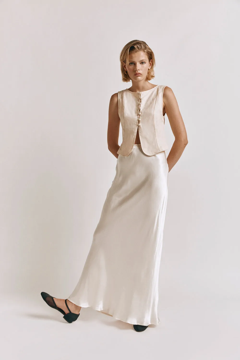 Celeste Linen Top Cream sold by Verge Girl product image thumbnail 5