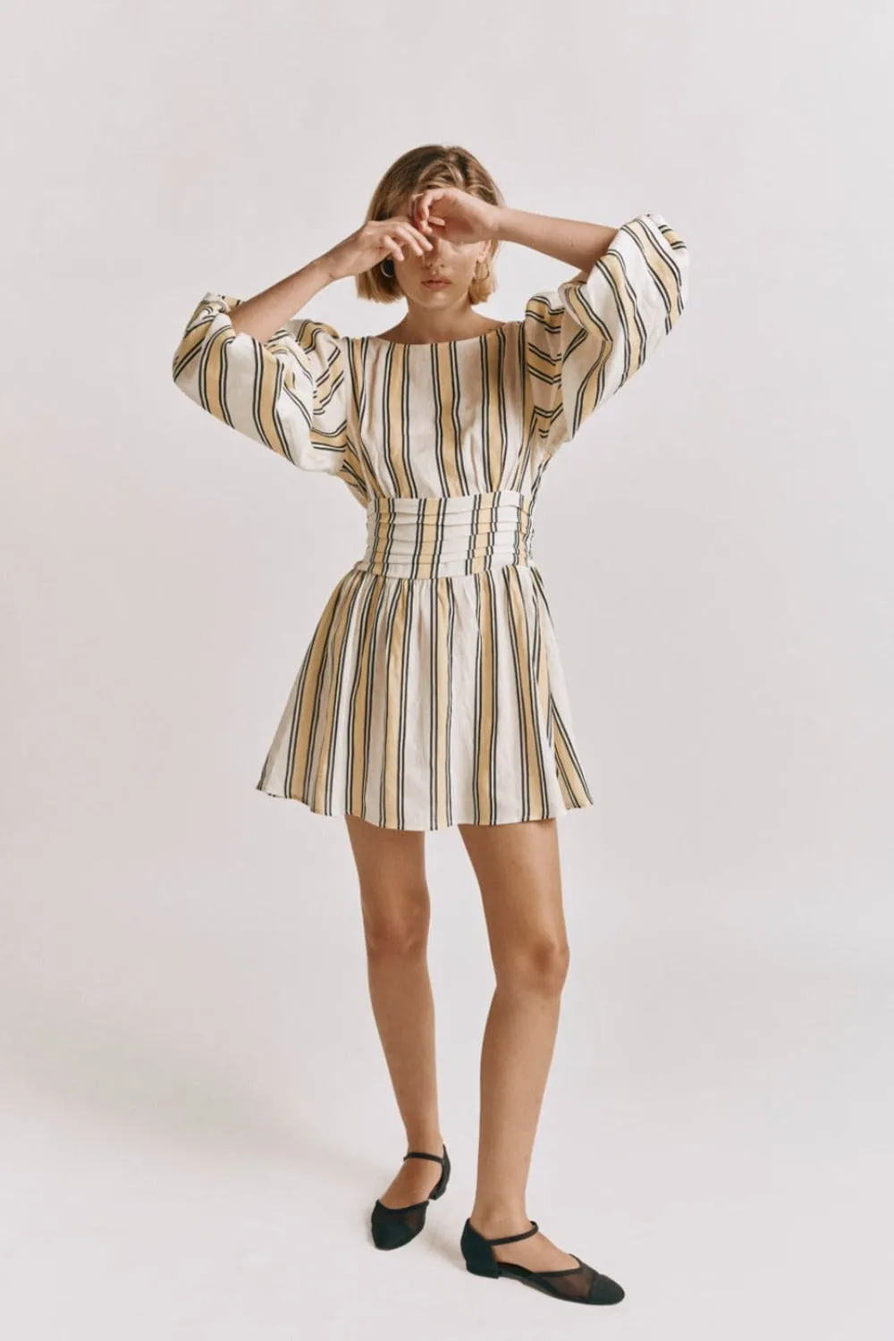 Tularosa Linen Mini Dress Lemon sold by Verge Girl