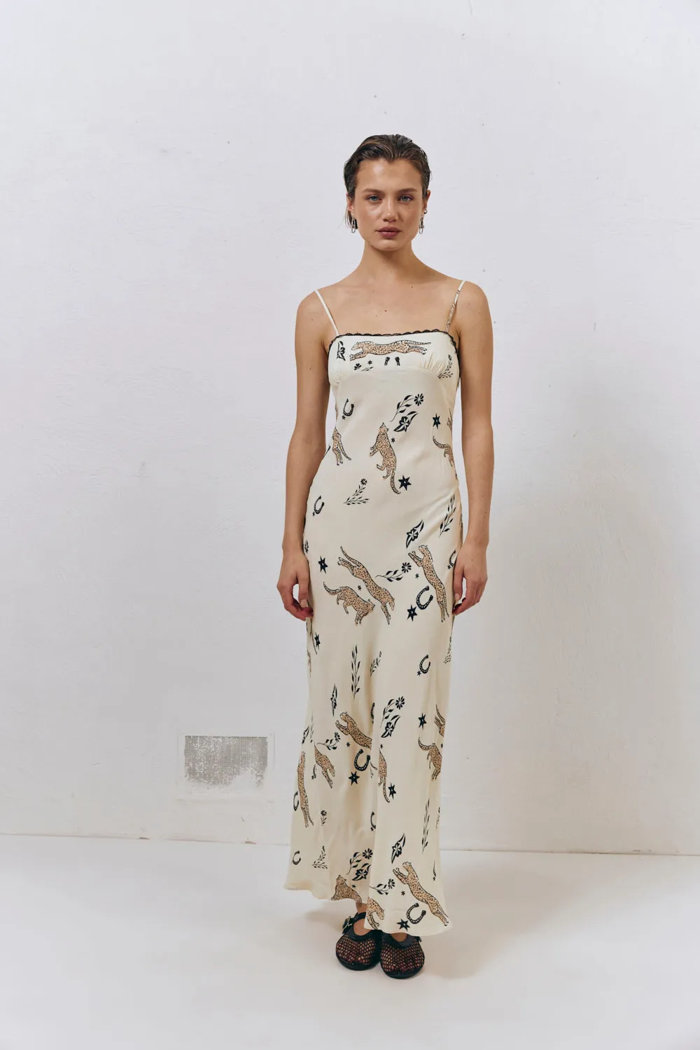 Cosmic Bias Cut Maxi Dress Cream sold by Verge Girl product image thumbnail 4