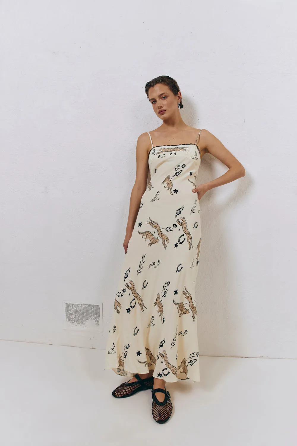 Cosmic Bias Cut Maxi Dress Cream sold by Verge Girl product image thumbnail 5