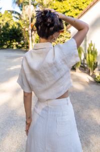 Baja Linen Top Natural sold by Verge Girl