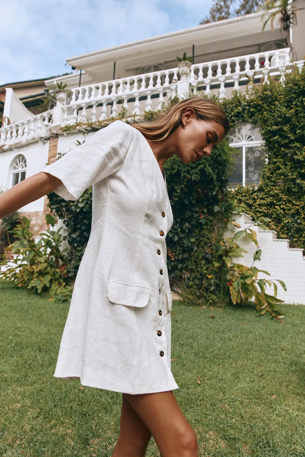 Grace Linen Mini Dress White sold by Verge Girl product image thumbnail 4