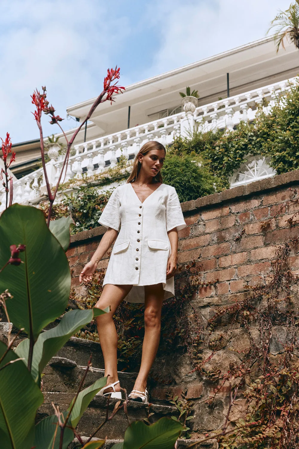 Grace Linen Mini Dress White sold by Verge Girl product image thumbnail 2