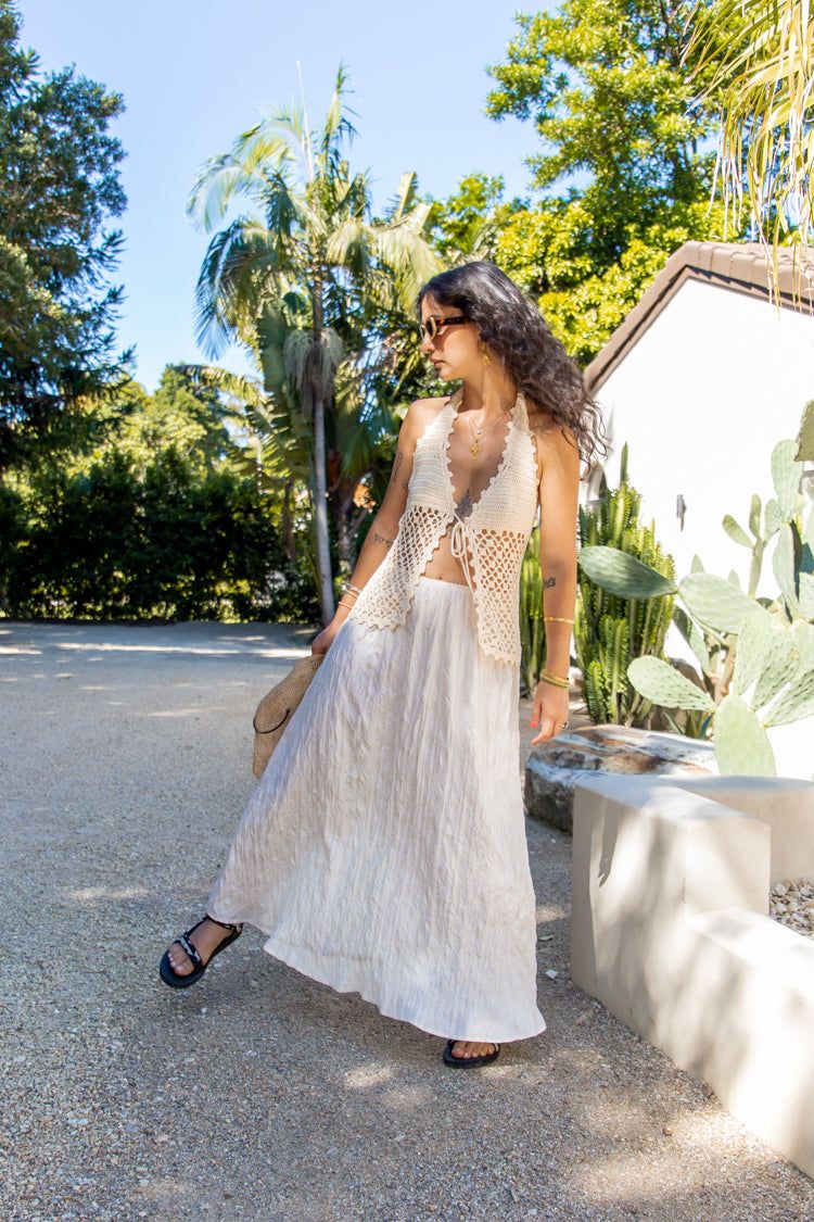 VRG GRL Solara Midi Skirt // Cream sold by Verge Girl