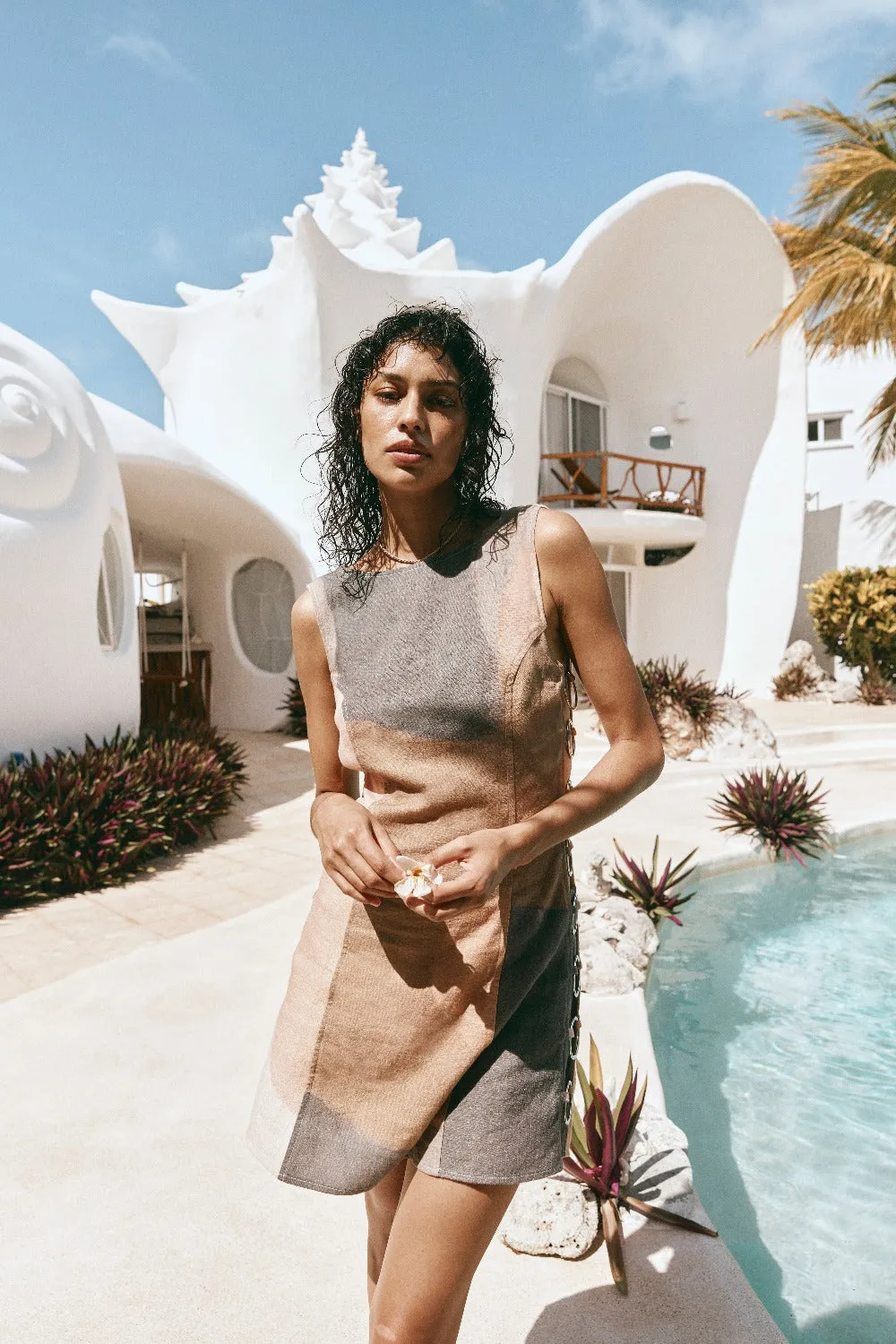 Discoteca Linen Mini Dress Almondine sold by Verge Girl product image thumbnail 4