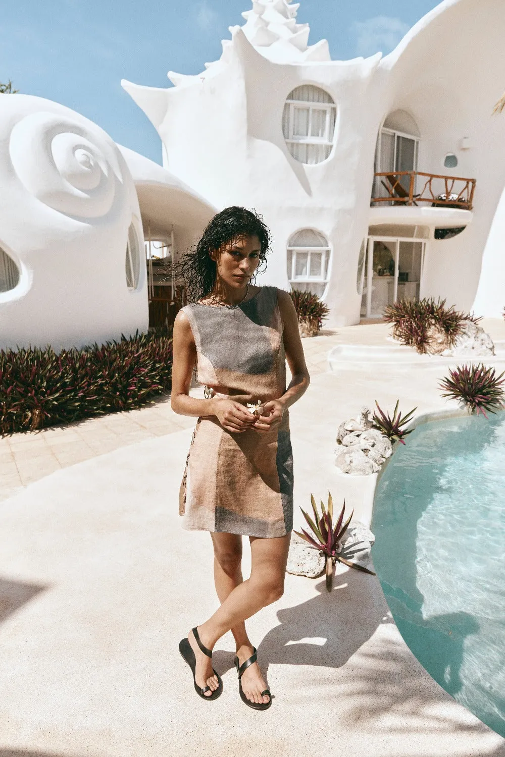 Discoteca Linen Mini Dress Almondine sold by Verge Girl product image thumbnail 5