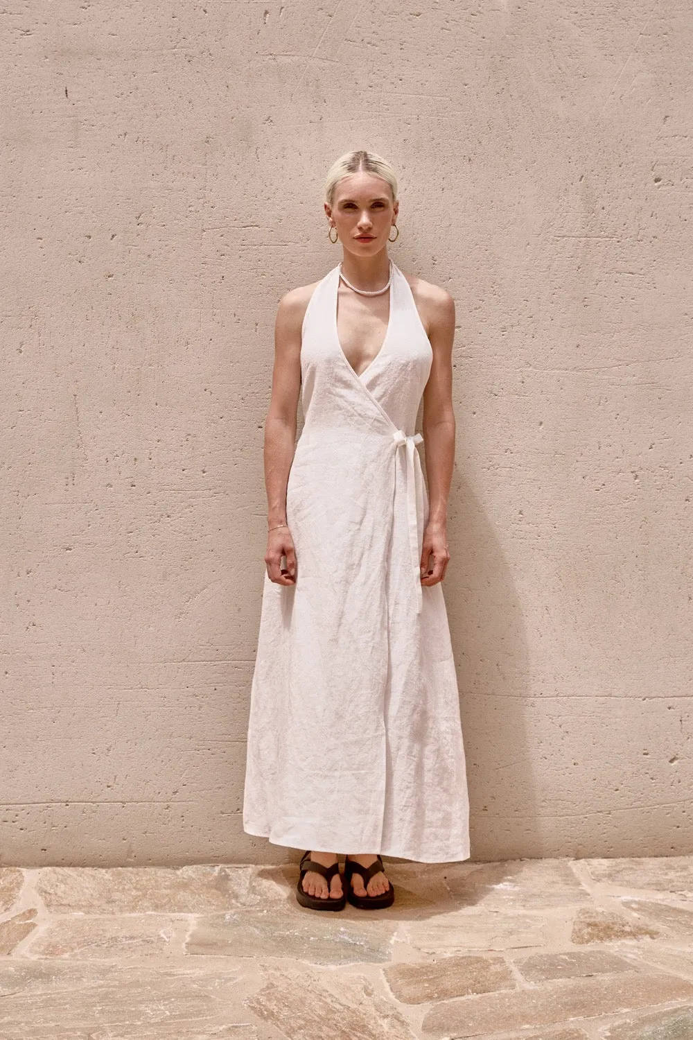 Sonny Linen Midi Wrap Dress White sold by Verge Girl product image thumbnail 3