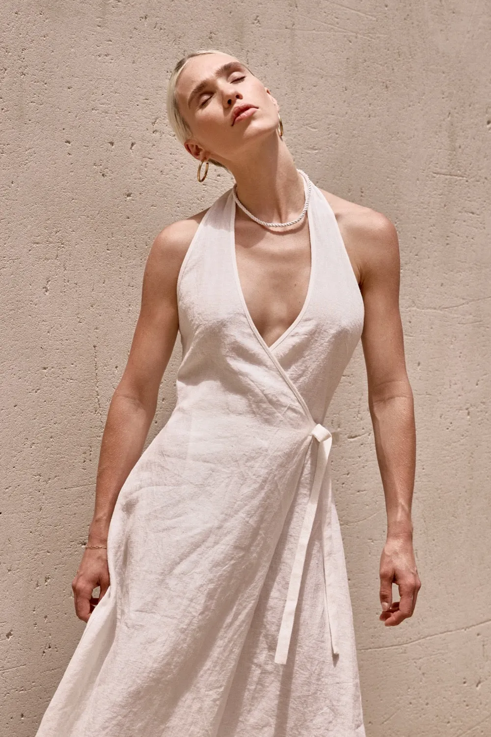 Sonny Linen Midi Wrap Dress White sold by Verge Girl product image thumbnail 4
