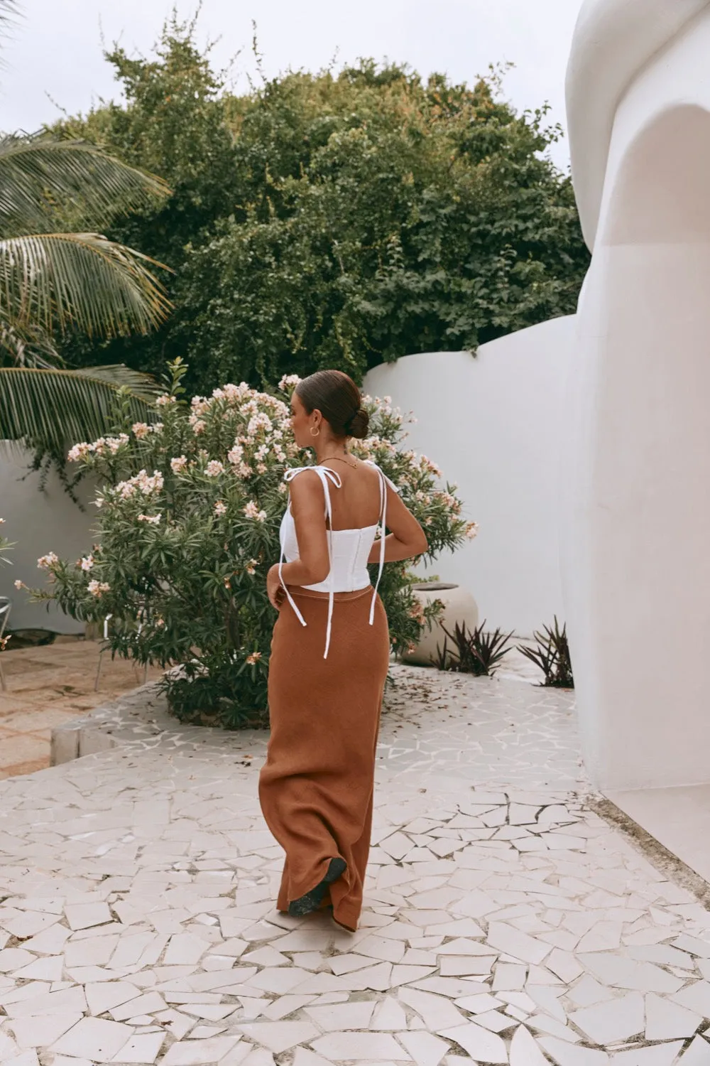 Italian Streets Linen Bias Cut Maxi Skirt Tan sold by Verge Girl product image thumbnail 3