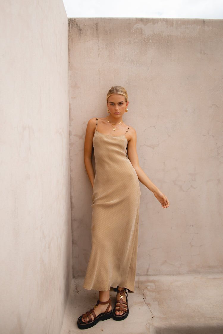VRG GRL Night Veils Bias Cut Maxi Dress // Taupe sold by Verge Girl product image thumbnail 8