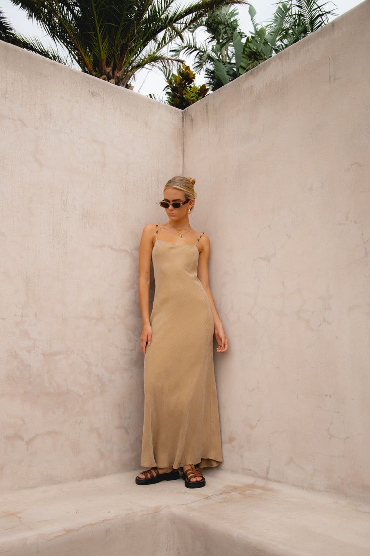 VRG GRL Night Veils Bias Cut Maxi Dress // Taupe sold by Verge Girl product image thumbnail 4