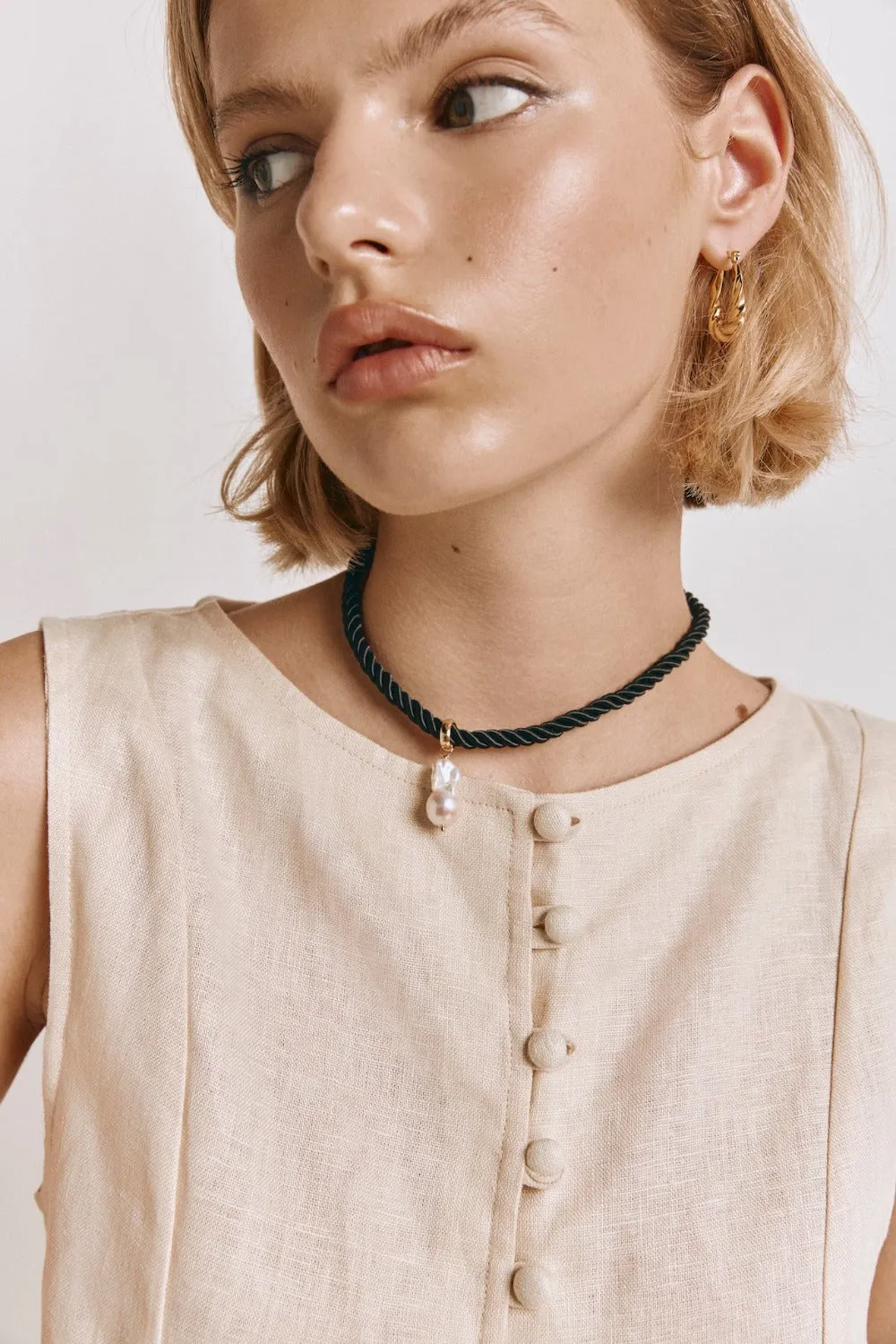 Heidi Pearl Necklace Black sold by Verge Girl