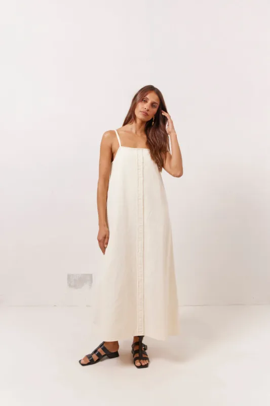Ruth Denim Midi Dress Cream sold by Verge Girl