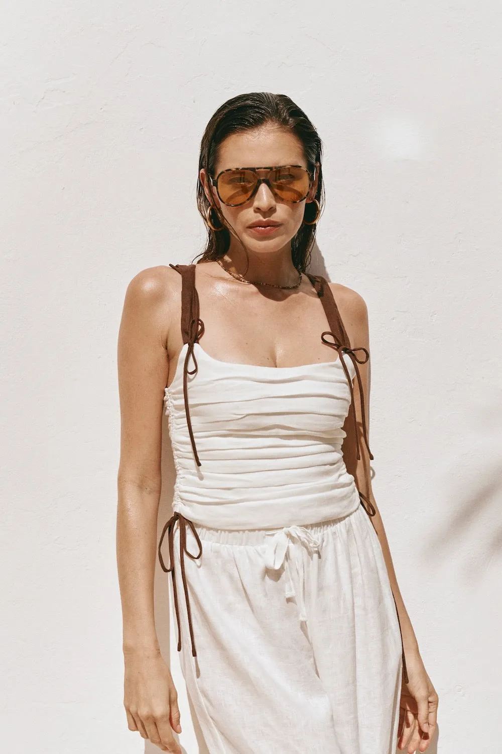 Romance Linen Corset Top White sold by Verge Girl