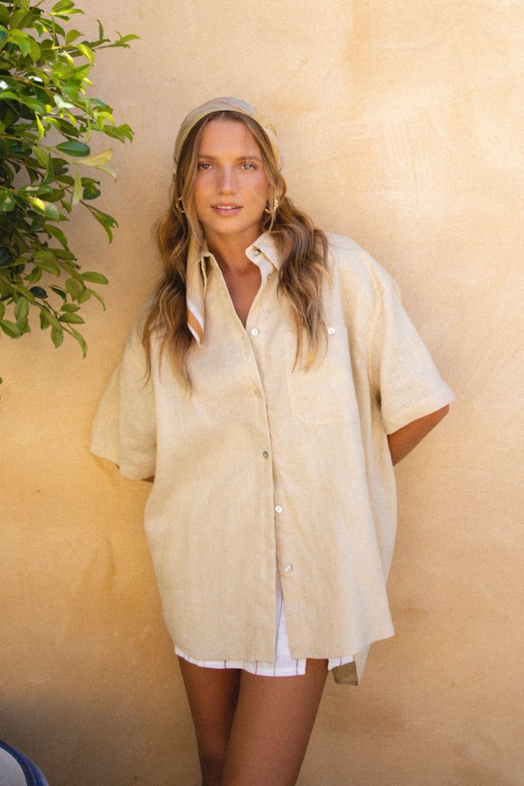 Capri Linen Shirt Creme sold by Verge Girl product image thumbnail 4