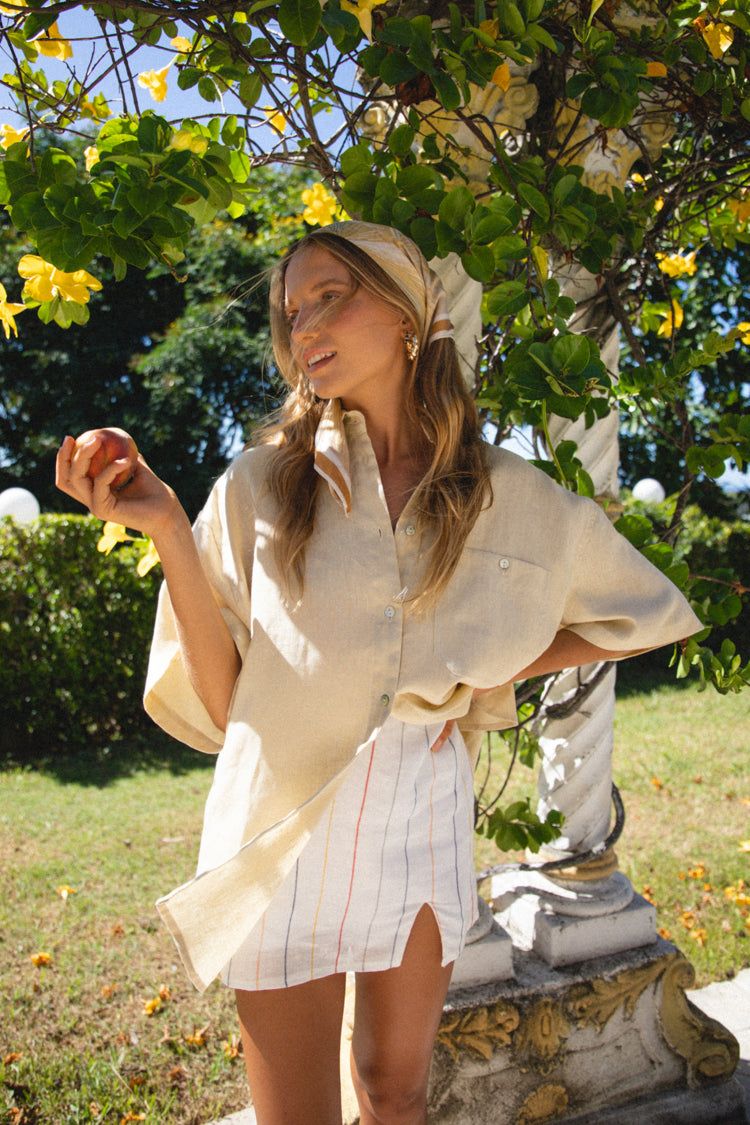 Capri Linen Shirt Creme sold by Verge Girl