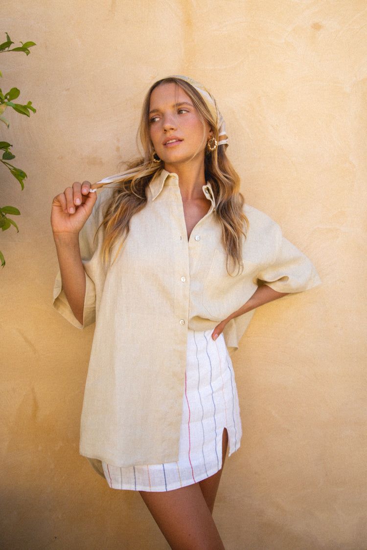 Capri Linen Shirt Creme sold by Verge Girl product image thumbnail 8