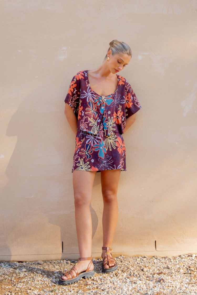 Byzance Linen Smock Top Exotica sold by Verge Girl product image thumbnail 4