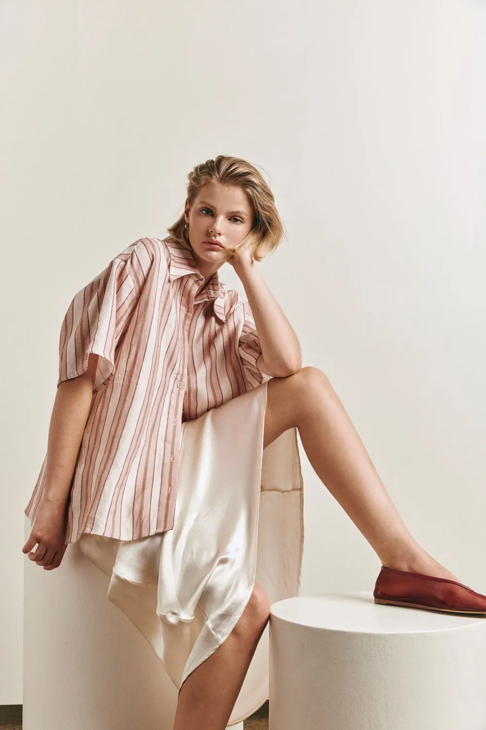 Leila Linen Shirt Pink Stripe sold by Verge Girl product image thumbnail 3