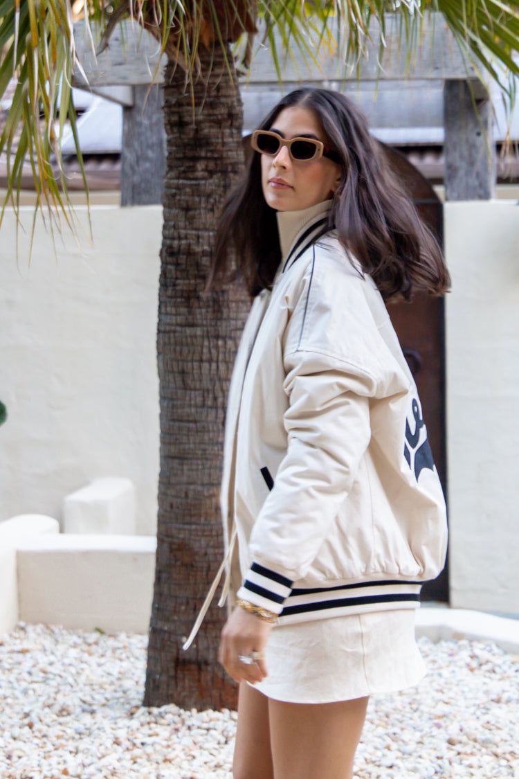 New York Bomber Jacket Cream sold by Verge Girl product image thumbnail 2
