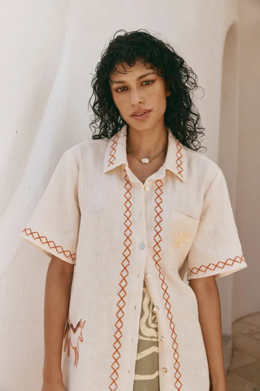Phoenix Linen Shirt Natural sold by Verge Girl