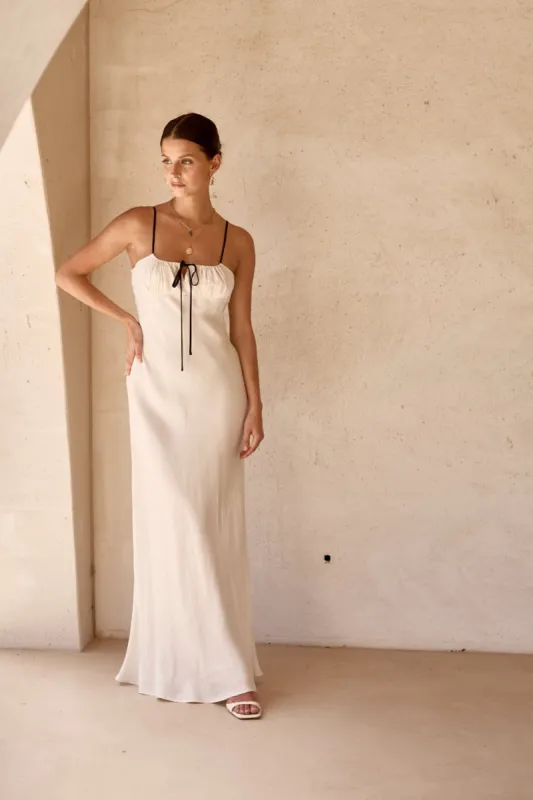 Matilda Bias Cut Maxi Dress Cream sold by Verge Girl