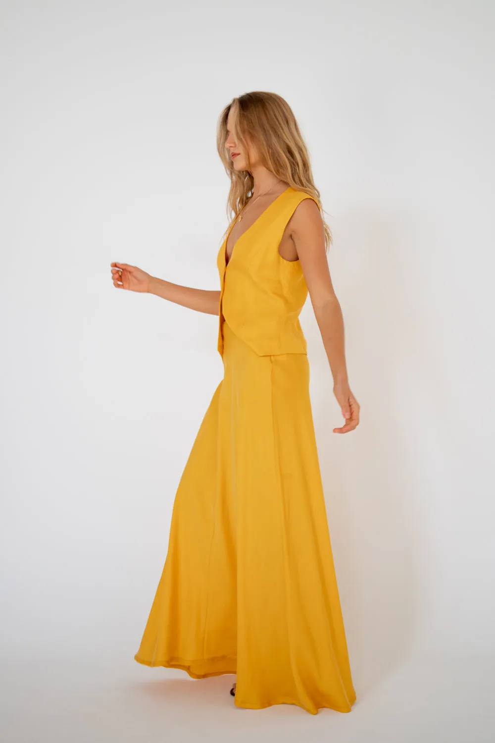 Carmine Bias Cut Maxi Skirt Mustard sold by Verge Girl product image thumbnail 3
