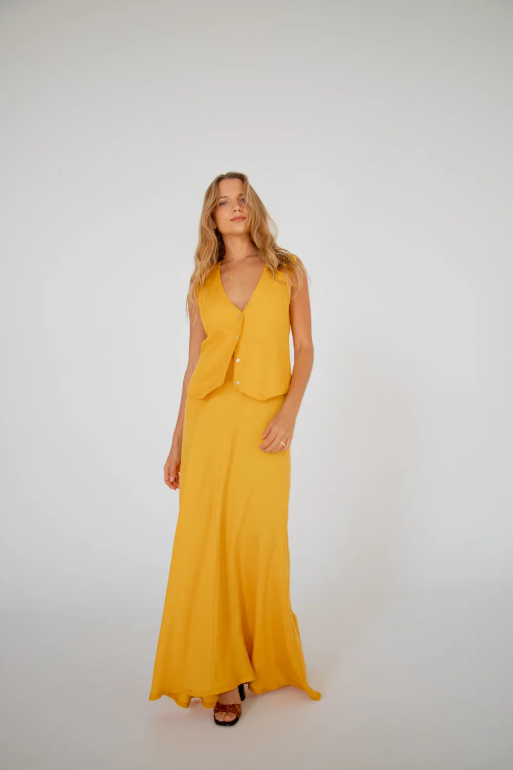 Carmine Bias Cut Maxi Skirt Mustard sold by Verge Girl product image thumbnail 4