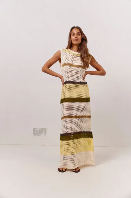 Ezra Knit Maxi Dress Yellow made by Verge Girl