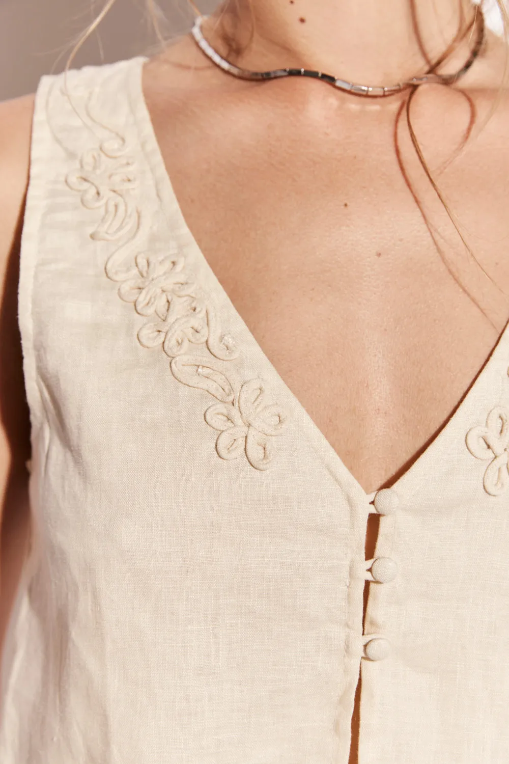 Bordeaux Linen Top Cream sold by Verge Girl product image thumbnail 5