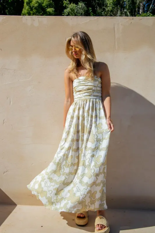 VRG GRL Saint Malo Linen Midi Dress // Tropic sold by Verge Girl