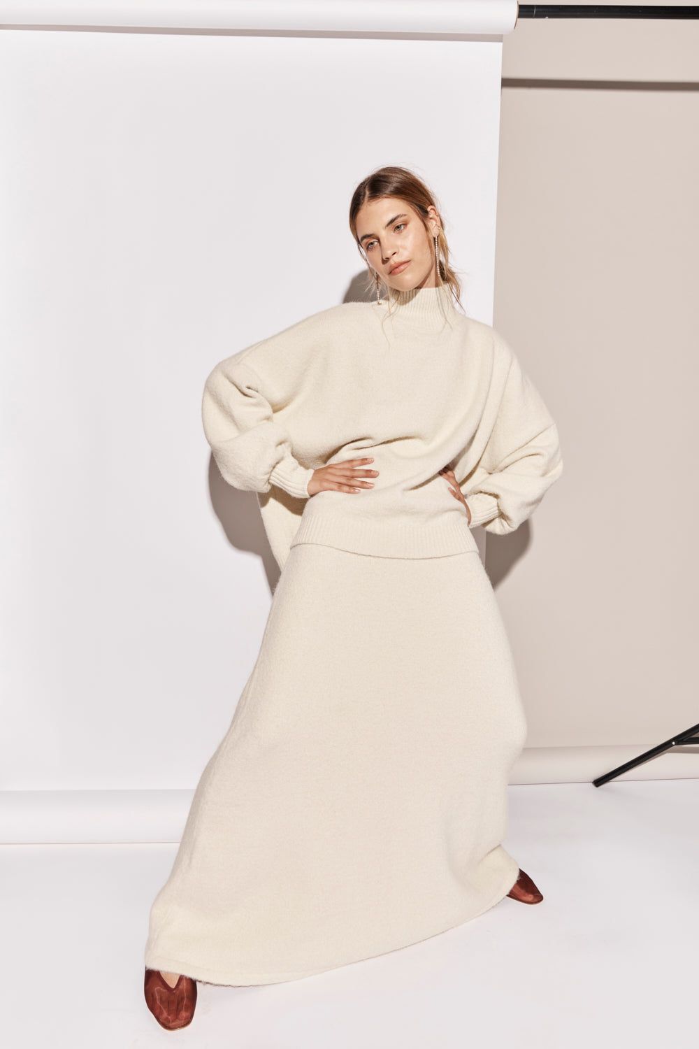 Lya Knit Maxi Skirt Marle sold by Verge Girl