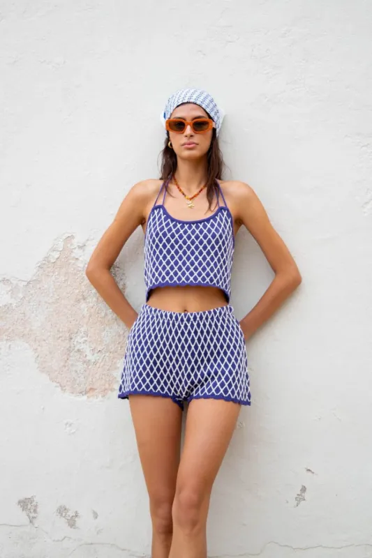 VRG GRL Inner Glow Knit Shorts // Navy sold by Verge Girl