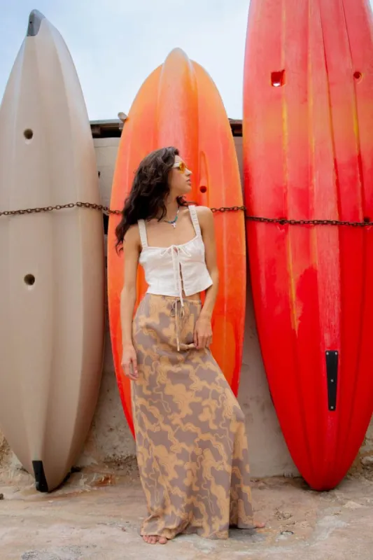 VRG GRL Messina Bias Cut Maxi Skirt // Tan sold by Verge Girl