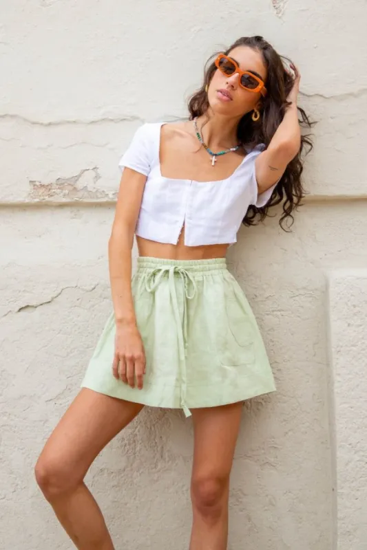 VRG GRL Cariño Linen Mini Skirt // Sage sold by Verge Girl