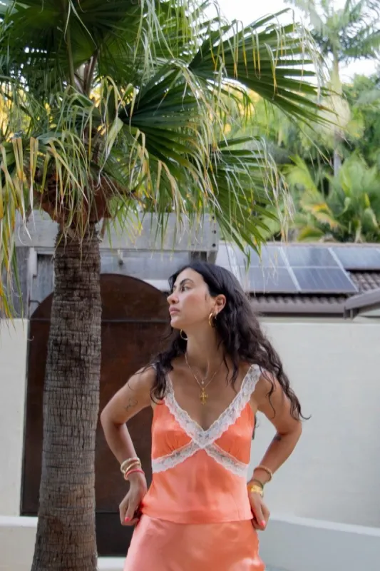 Palo Alto Lace Cami Orange sold by Verge Girl