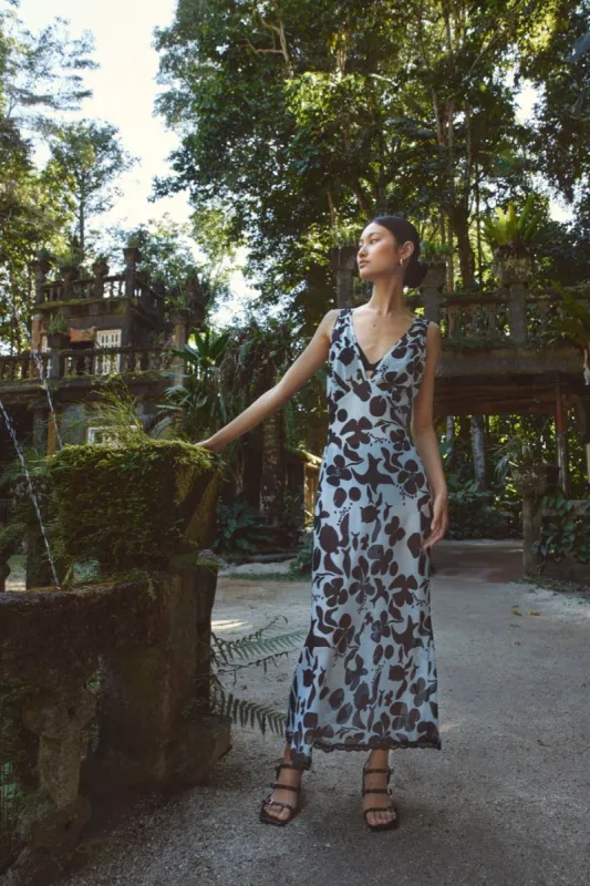 Martinez Bias Cut Midi Dress Wildflower sold by Verge Girl