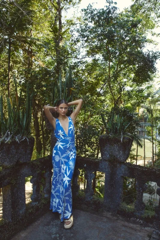 Lust For Sun Bias Cut Maxi Dress Blue sold by Verge Girl
