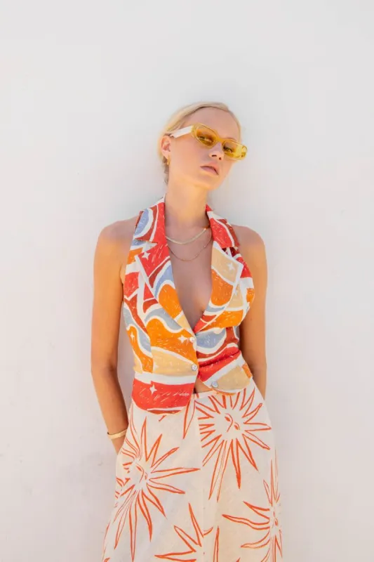 VRG GRL Senorita Linen Vest // Sunset Hour sold by Verge Girl