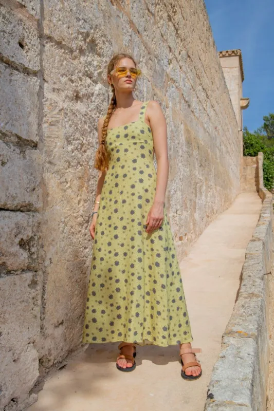 VRG GRL Francesca Linen Midi Dress // Fleurette sold by Verge Girl