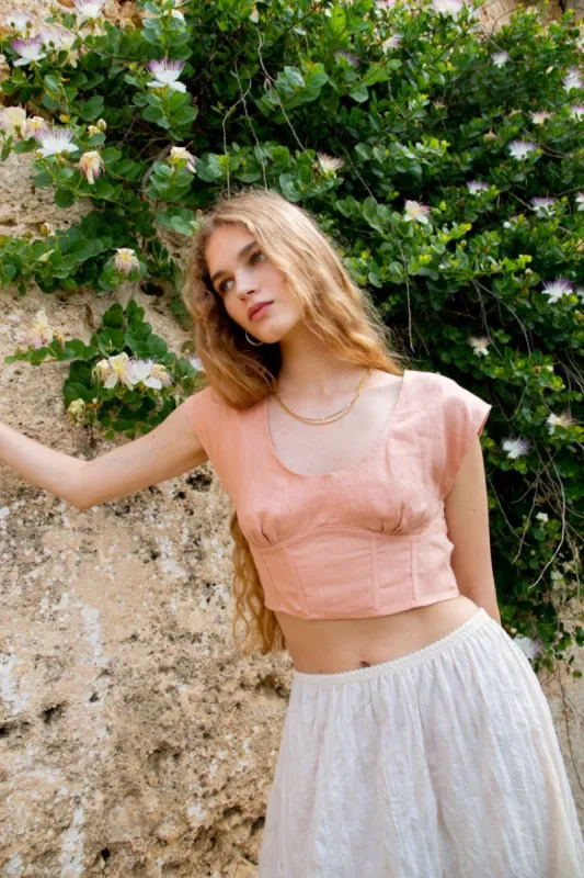 VRG GRL Camille Linen Top // Blush sold by Verge Girl