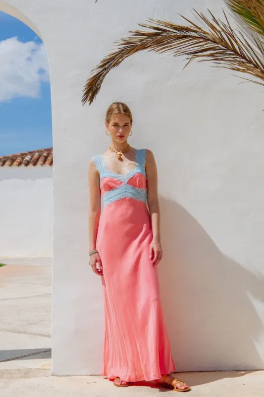 VRG GRL Romantica Bias Cut Maxi Dress // Pink sold by Verge Girl