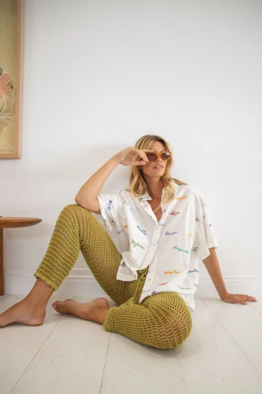 VRG GRL Destinations Button Up Shirt // White sold by Verge Girl